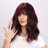 WINE RED WAVY CURLY WIG