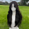 NATURAL BLACK WAVY WIG WITH BABY HAIR BANGS