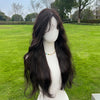 NATURAL BLACK WAVY WIG WITH BABY HAIR BANGS
