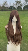 CARAMEL BROWN WIG WITH CURTAIN BANGS