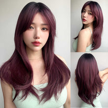  BURGUNDY WIG WITH SIDE BANGS