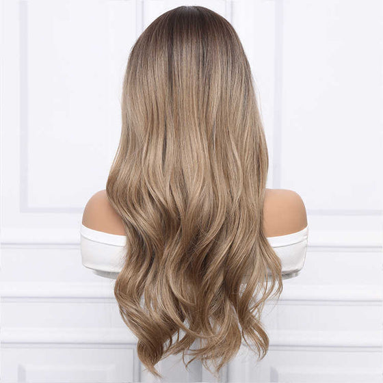 STRAIGHT LONG ASH BLONDE WIG WITH BANGS