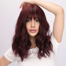  WINE RED WAVY CURLY WIG