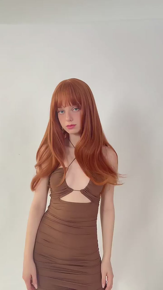 VALHALLA ORANGE CURLY PERUVIAN HAIR WOMEN'S WIG